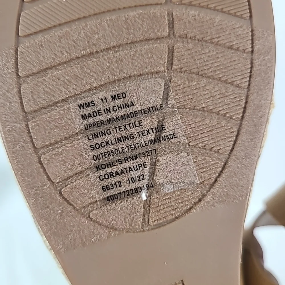 NEW Sonoma Goods For Life® Coraa Espadrille Wedge Sandals Ortholite Taupe Sz 11